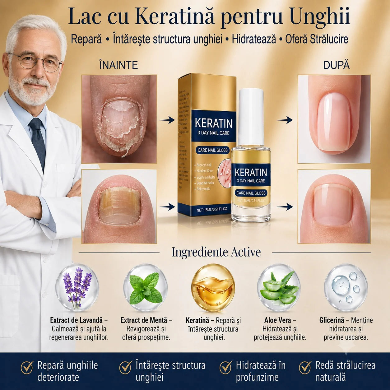 Lac cu Keratină pentru Unghii